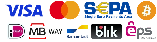 Accepted payment methods including Visa, Mastercard, SEPA and BLIK