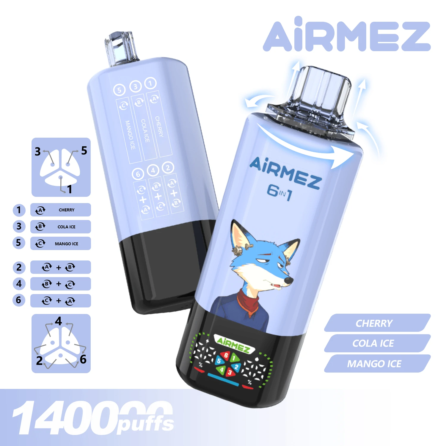 Airmez 140000 puffs 6-in-1 Disposable Vape