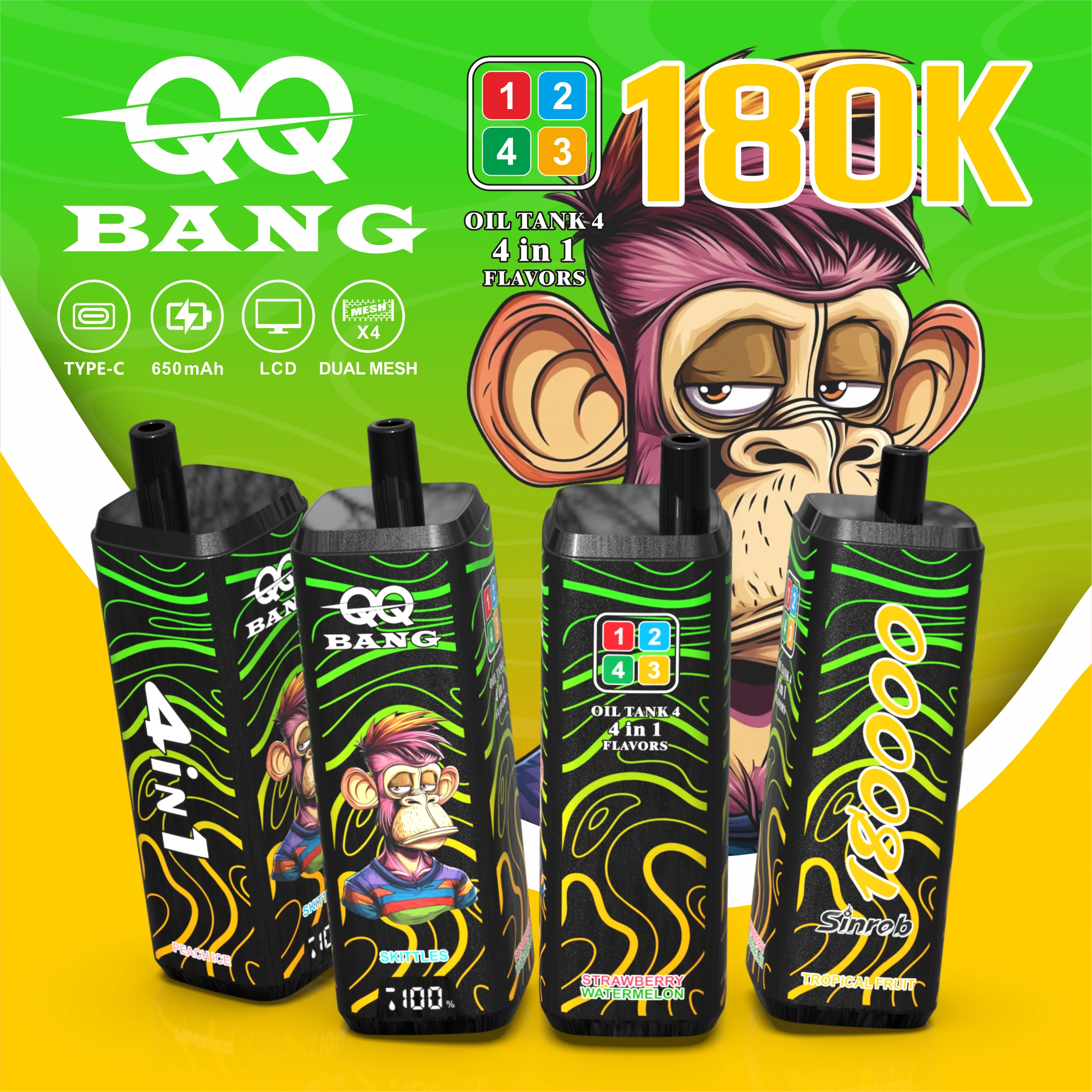 Bang 180000 puffs QQ 4-in-1 Disposable Vape