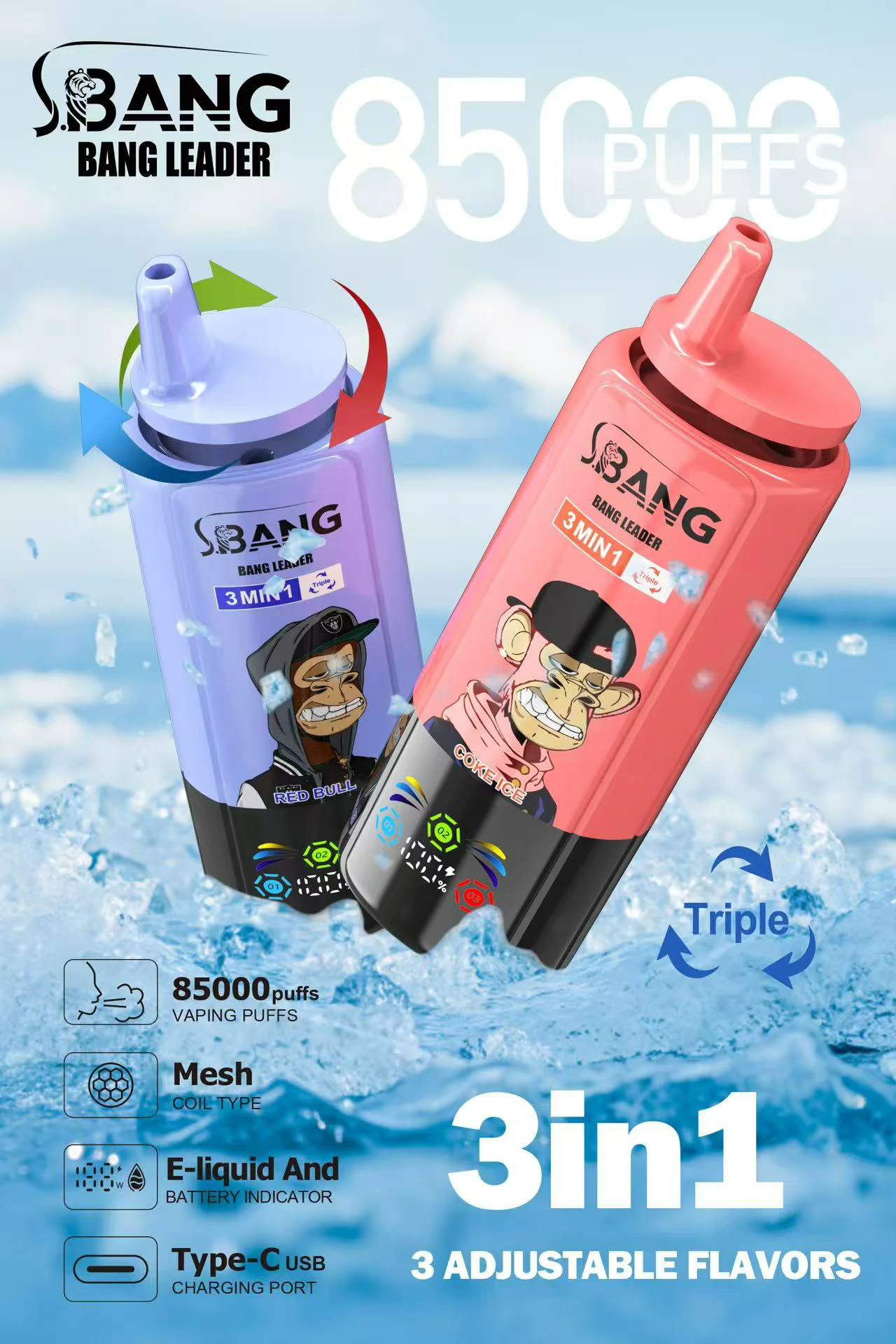 Bang Leader 85000 puffs 3-in-1 Disposable Vape