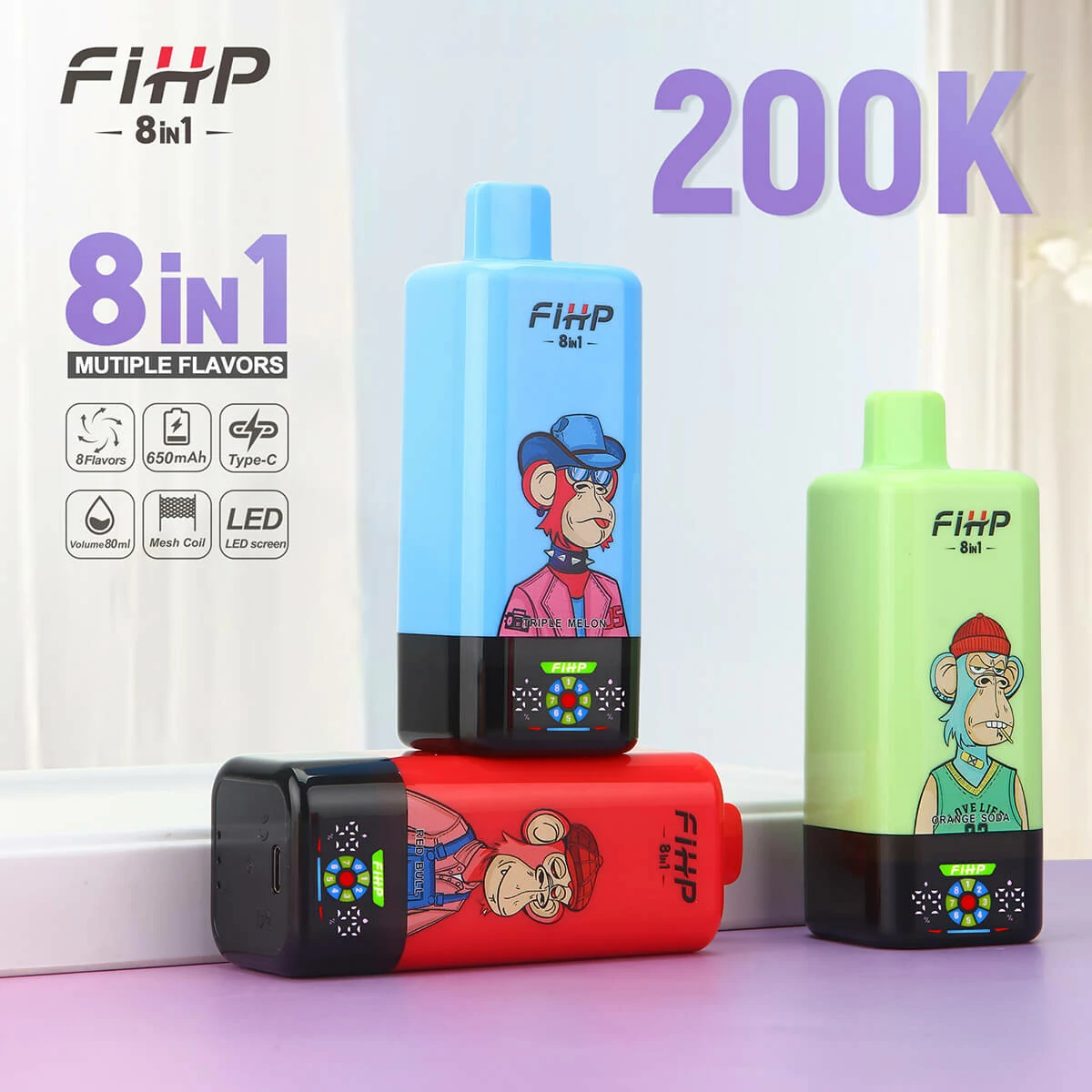 FIHP 200000 puffs 8-in-1 Disposable Vape