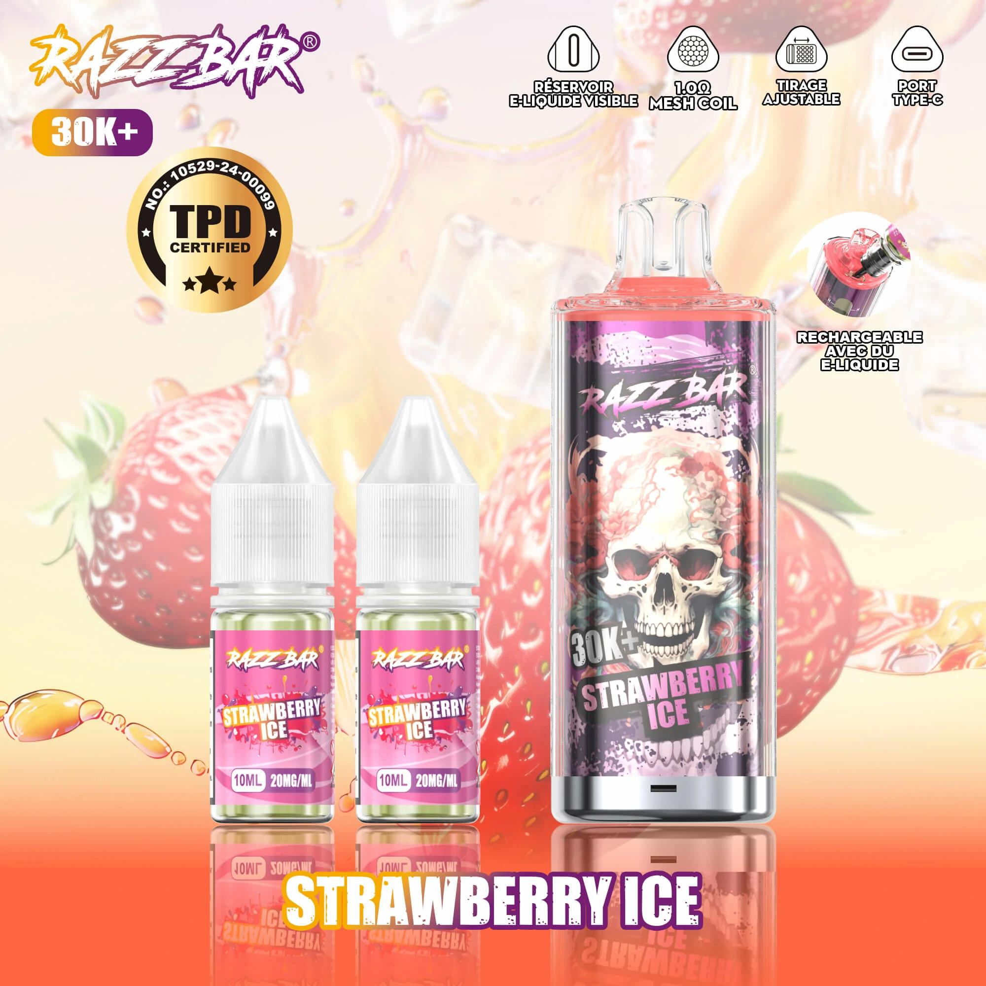 Razz Bar 30000 puffs TPD 20ML + 2ML Disposable Vape