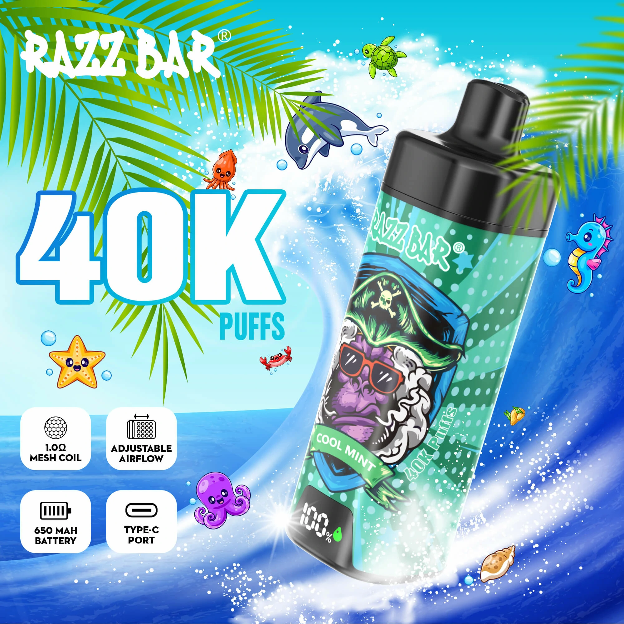 Razz Bar 40000 puffs Smart Screen Disposable Vape