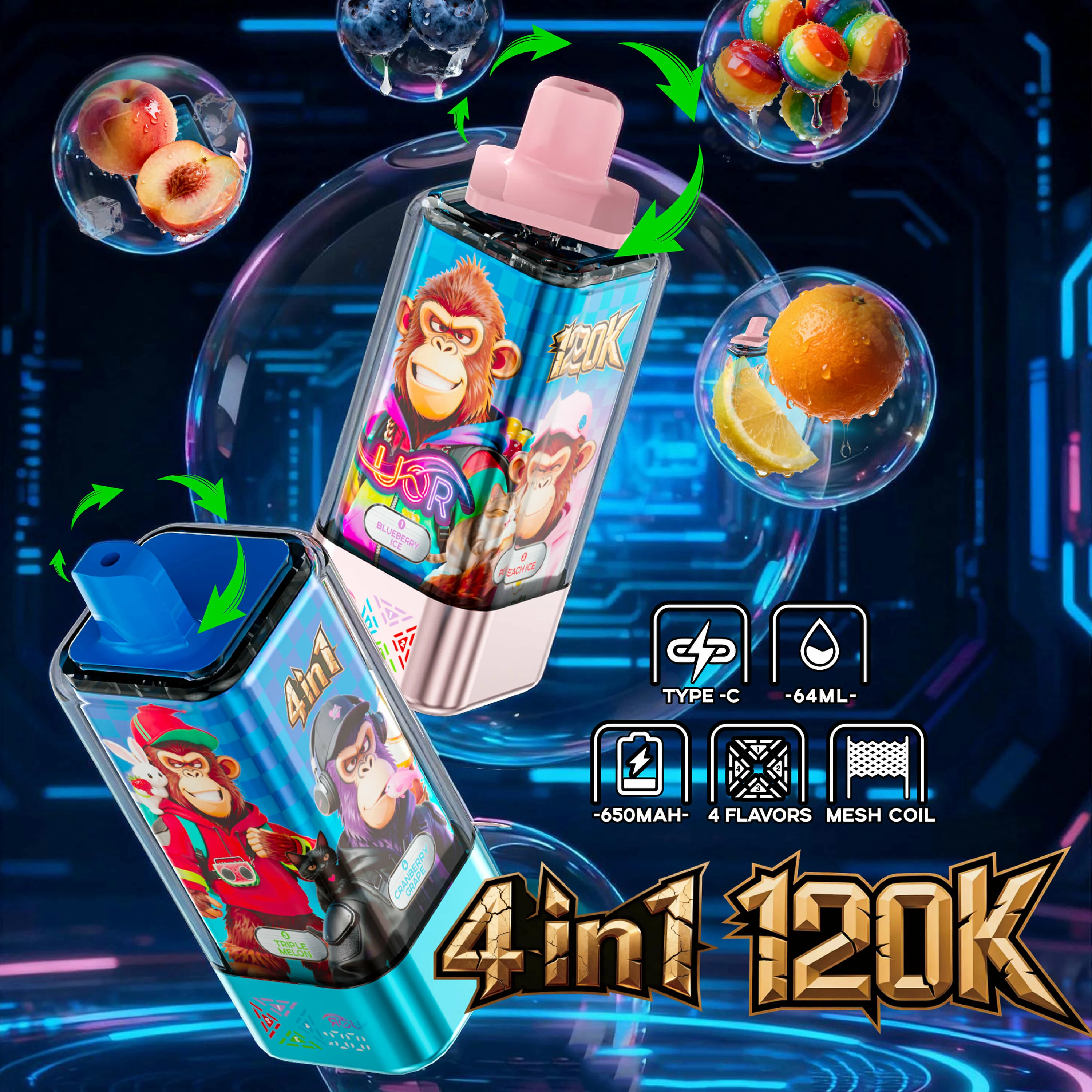UOR 120000 puffs 4-in-1 Disposable Vape