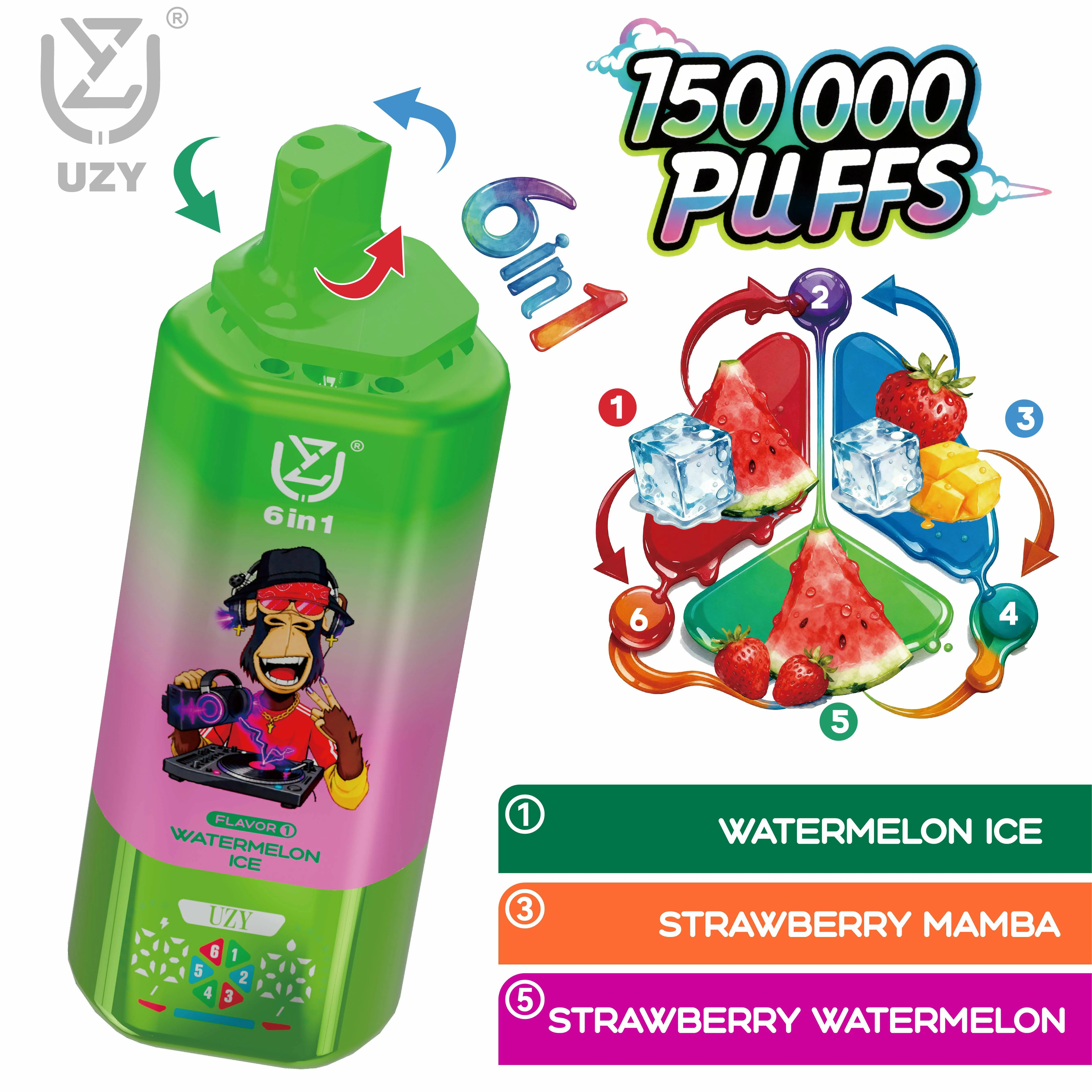 UZY 150000 puffs 6-in-1 Disposable Vape
