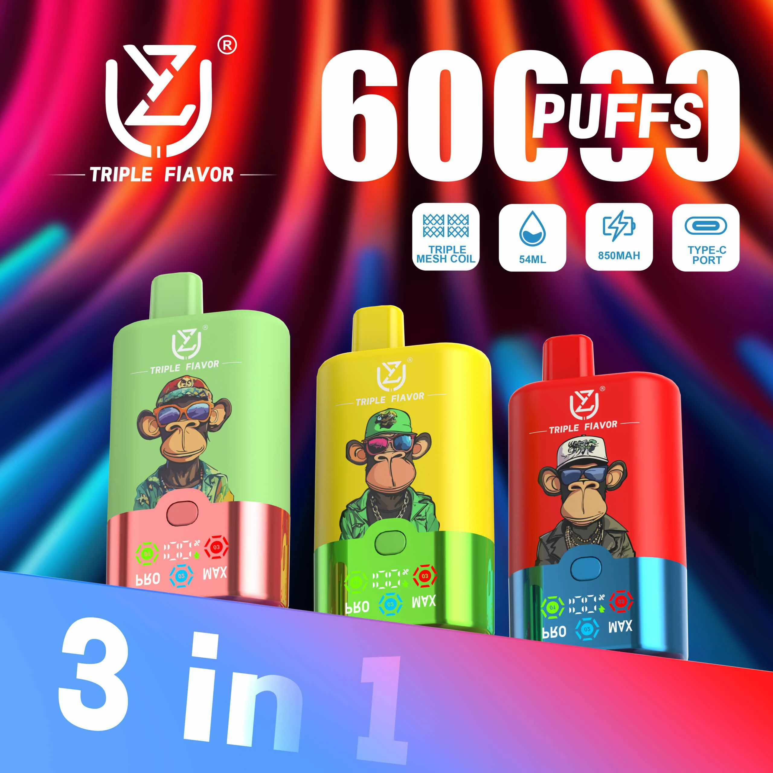 UZY 60000 puffs 3-in-1 Disposable Vape