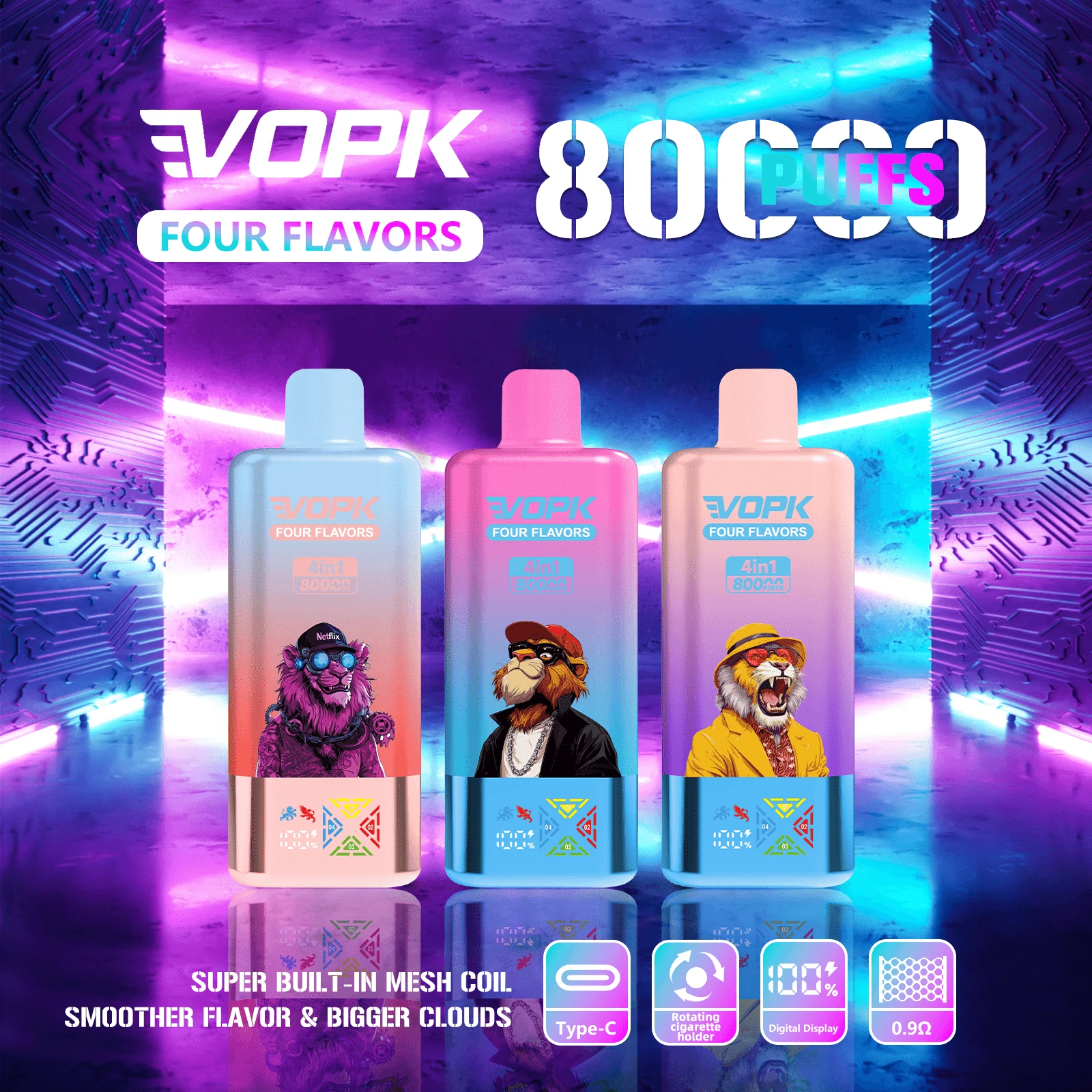 Vopk 80000 puffs 4-in-1 Disposable Vape